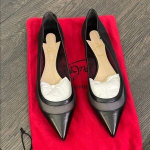 Christian Louboutin Galaviti Mesh Panel Black Flat Women's Shoes